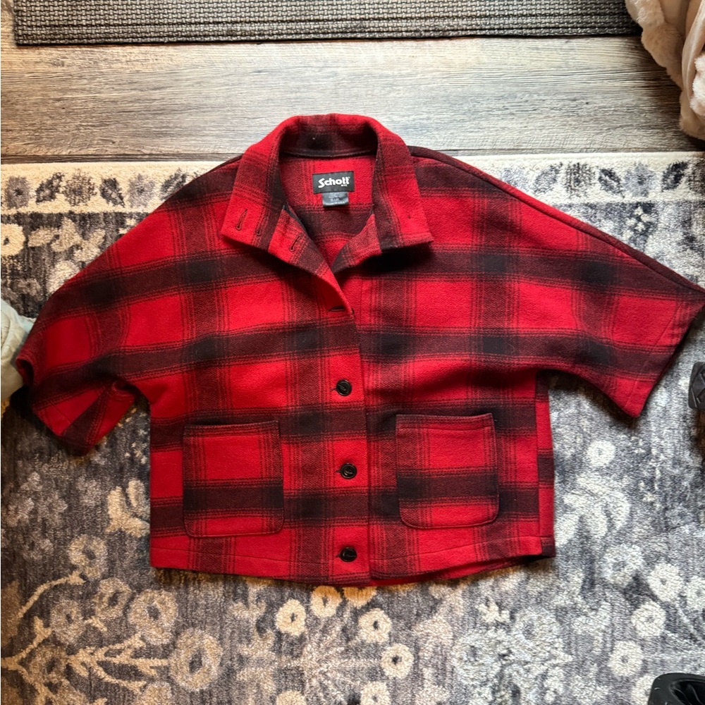 Scott Red and Black Vintage Plaid Wool Jacket